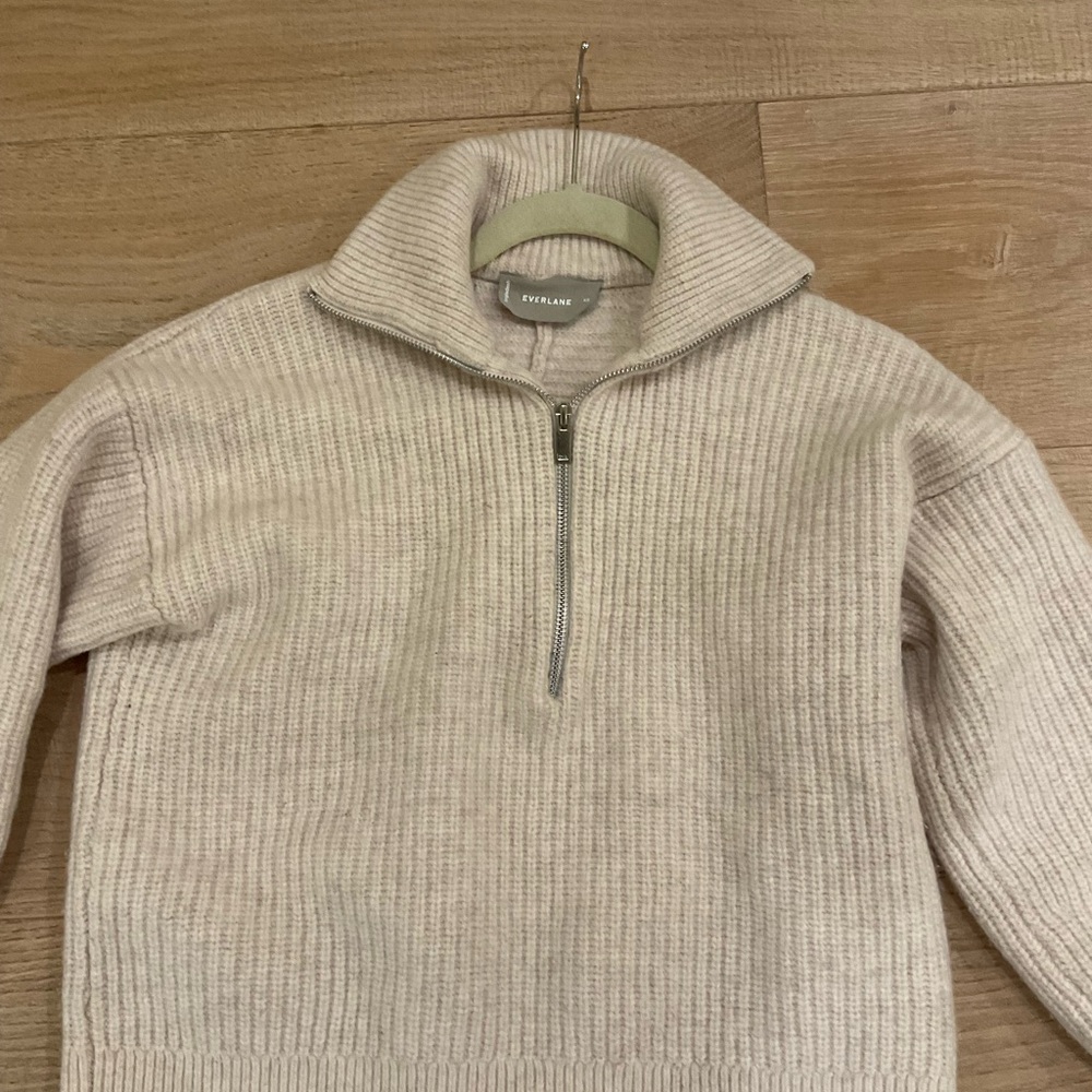 Everlane heathered oat THE HALF-ZIP SWEATER IN LUXE MERINO - Picture 2 of 6
